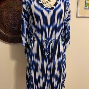 Calvin Klein Blue and Black Long Sleeve Dress